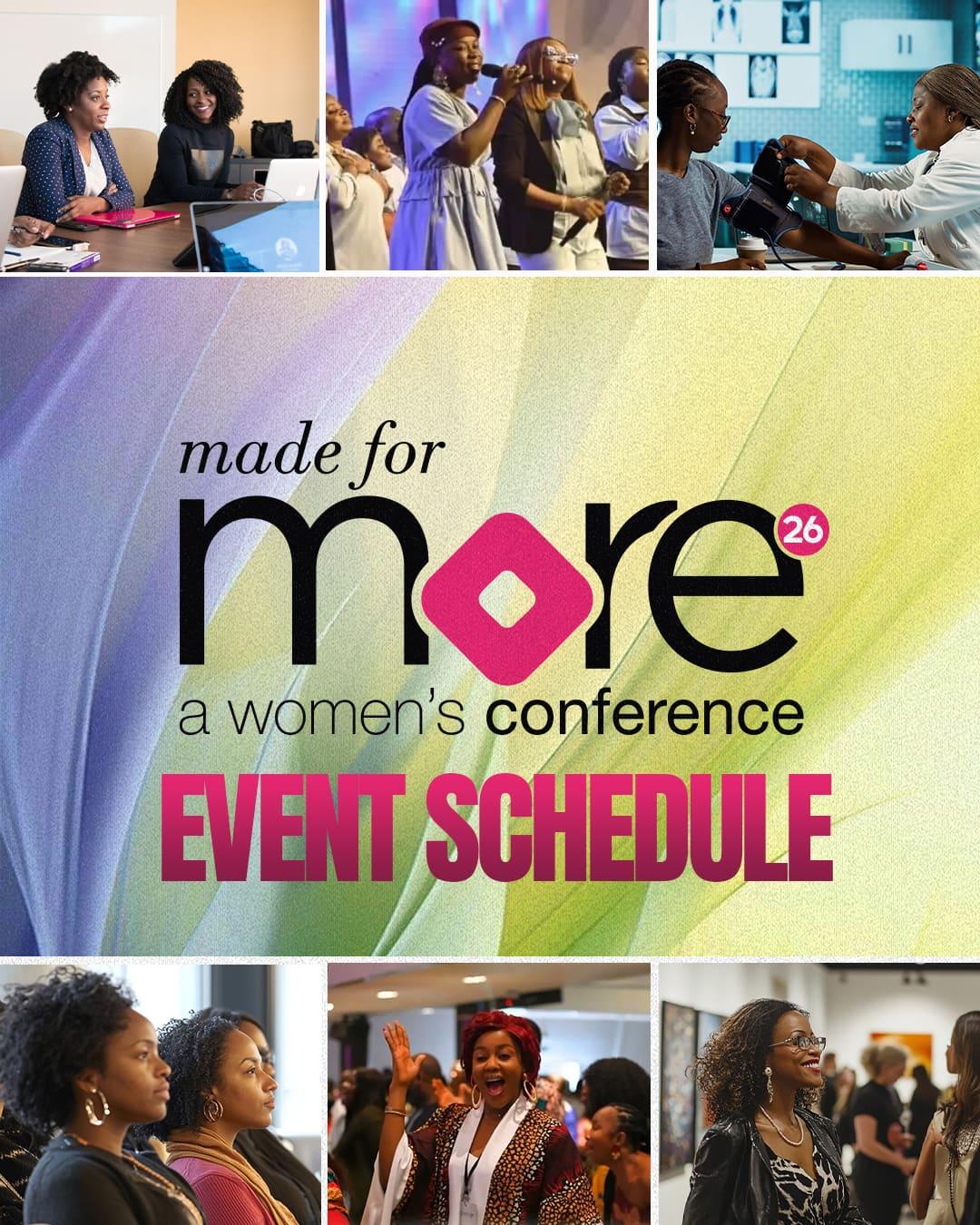Made for More 2026, a women's conference: event schedule.